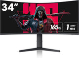 Open Box** Koorui 34E6uC 34" 165Hz Refresh Rate - G SYnc Compatible 1Ms Response QWHD Gaming Monitor