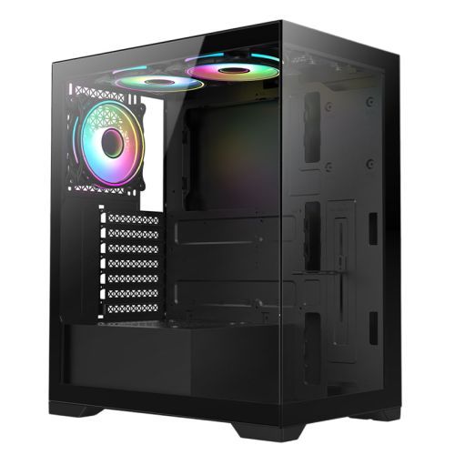 Vida Vetro Black ARGB Gaming Case w/ Glass Front & Side, ATX, 3x ARGB ...