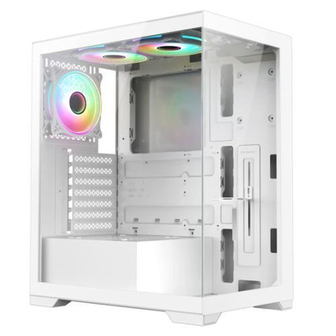 Vida Vetro White ARGB Gaming Case w/ Glass Front & Side, ATX, 3x ARGB Fans, 6-Port PWM ARGB Fan Hub