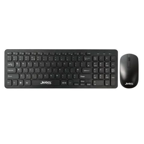 Jedel WS990 Wireless Multimedia Keyboard & Optical Mouse Desktop Kit, Black